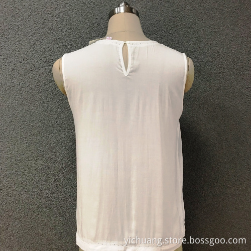 Top in pizzo bianco in cotone da donna